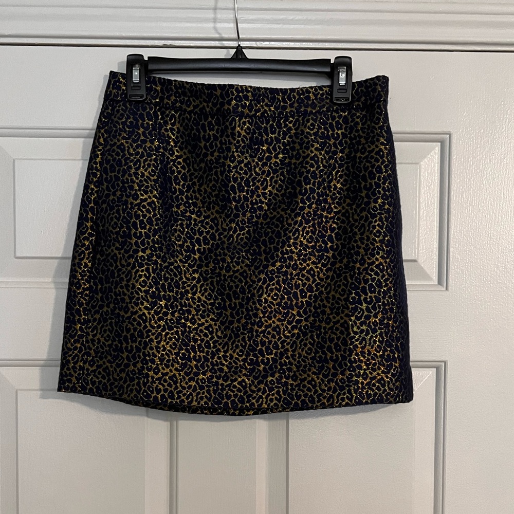 J Crew Gold Animal Print Skirt